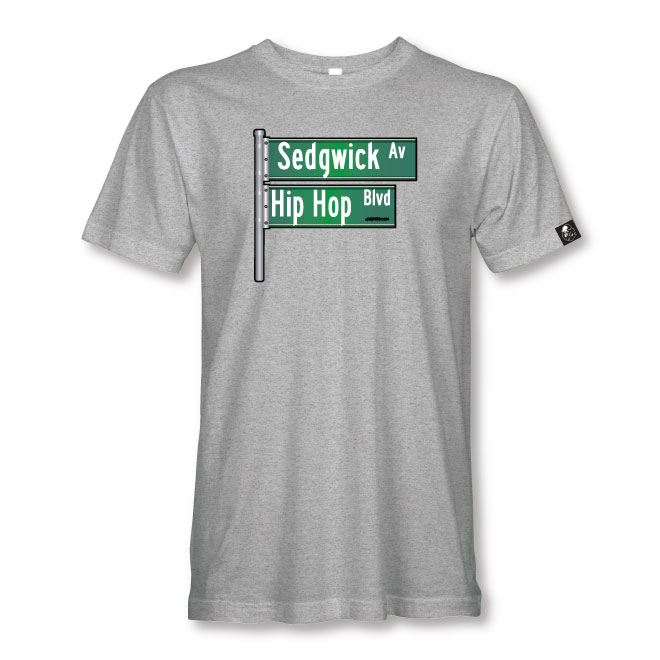 Hip Hop Blvd tee, heather grey, from Akepele Apparel.