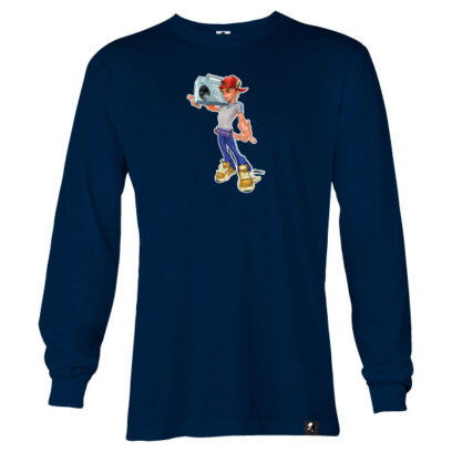 Tazroc x Akepele Apparel collaboration tee - The BBoy graphic graffiti style character. Blue long sleeve tee.