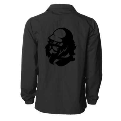 Akepele Apparel Coaches Jacket with Lion logo. Black, back.