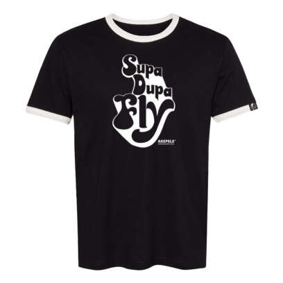 Akepele Apparel - Supa Dupa Fly graphic tee. Black Ringer