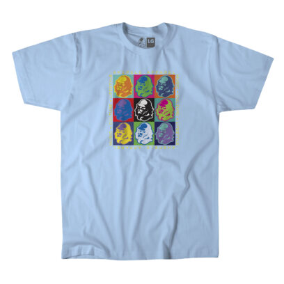 Akepele Apparel - Warhola tee, inspired by Andy Warhol Diptych piece. Light Blue Tee_flat.
