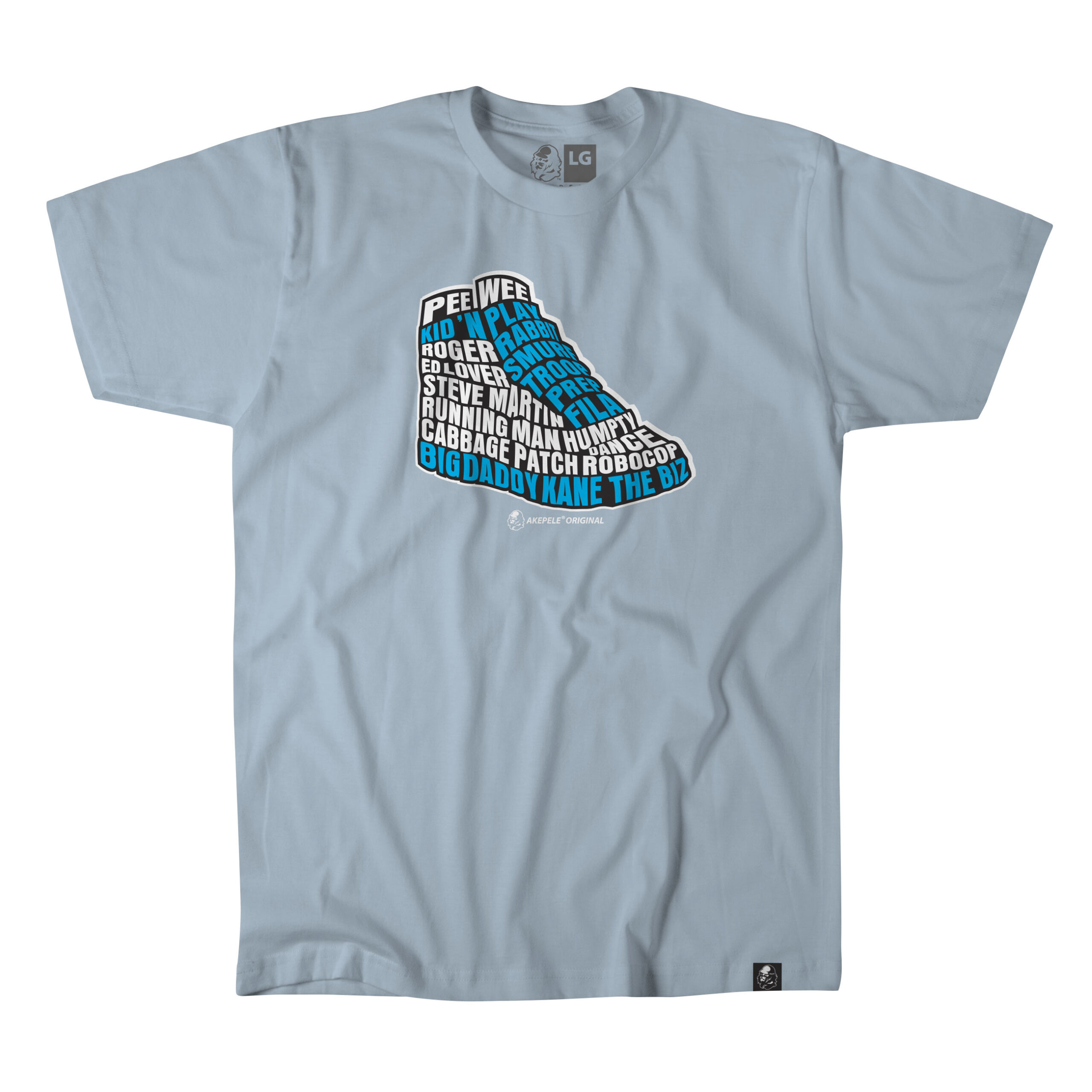 Akepele Remix Collection - Steps n kicks tee, blue on light blue.