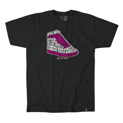 Akepele Remix Collection - Steps n kicks tee, black with pink.