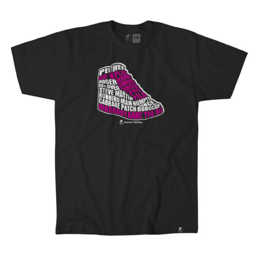 Akepele Remix Collection - Steps n kicks tee, black with pink.