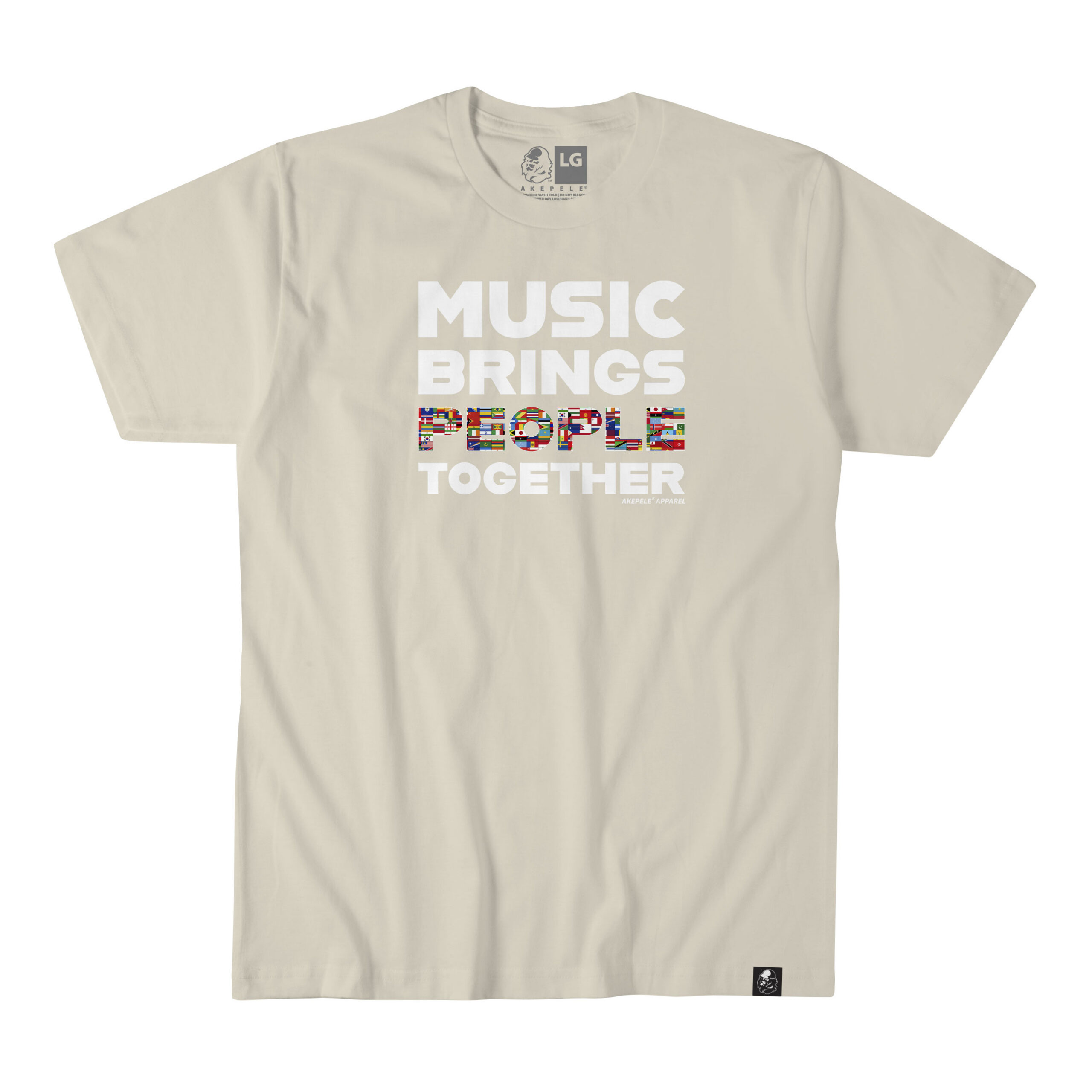 Akepele - Music Brings People Together tee, CREAM color tee.