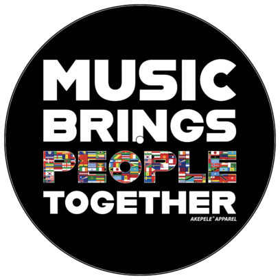 Akepele Apparel DJ Slipmats - Music Brings People Together graphic.