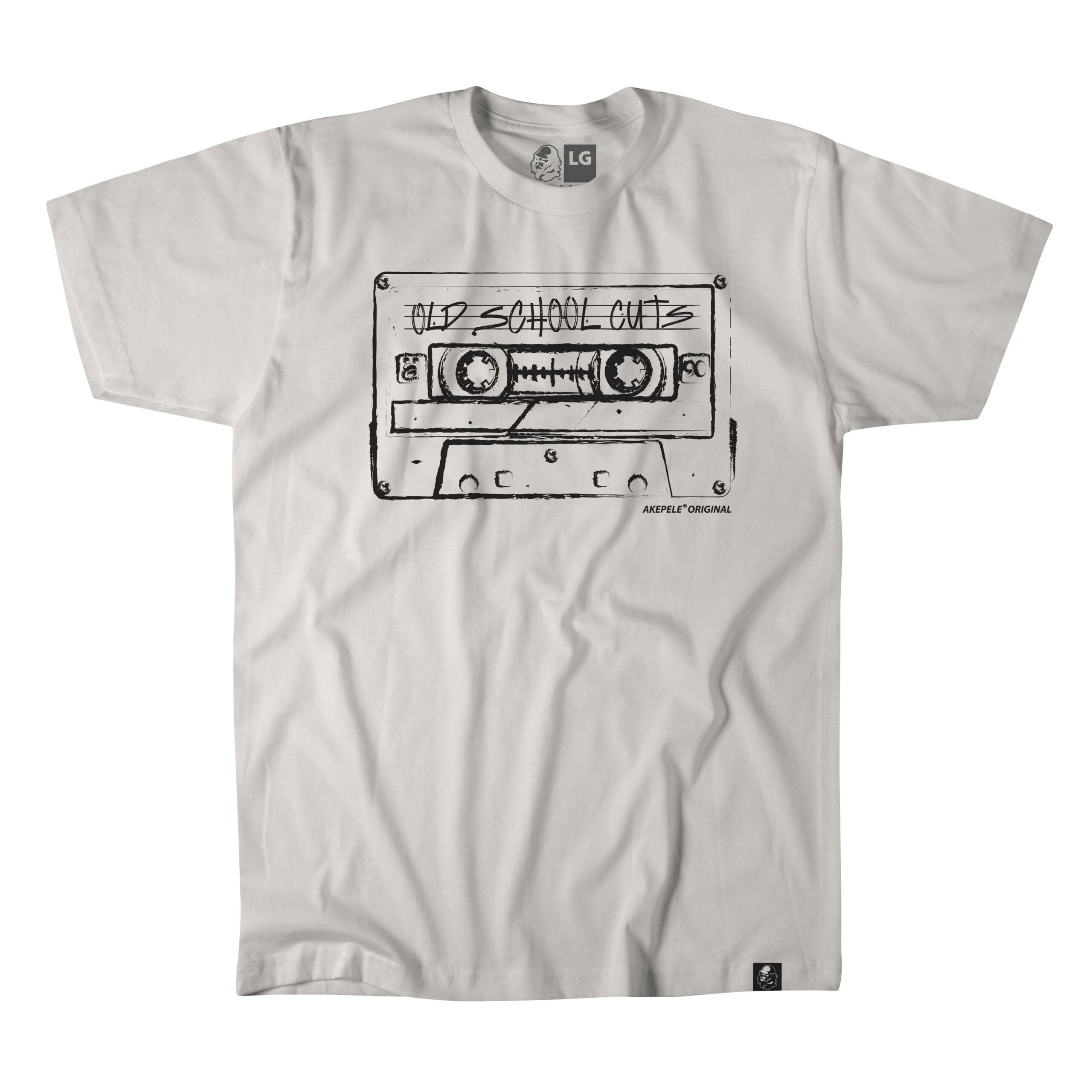 Akepele - Old School Cuts tee. Heavyweight Bone and Black.