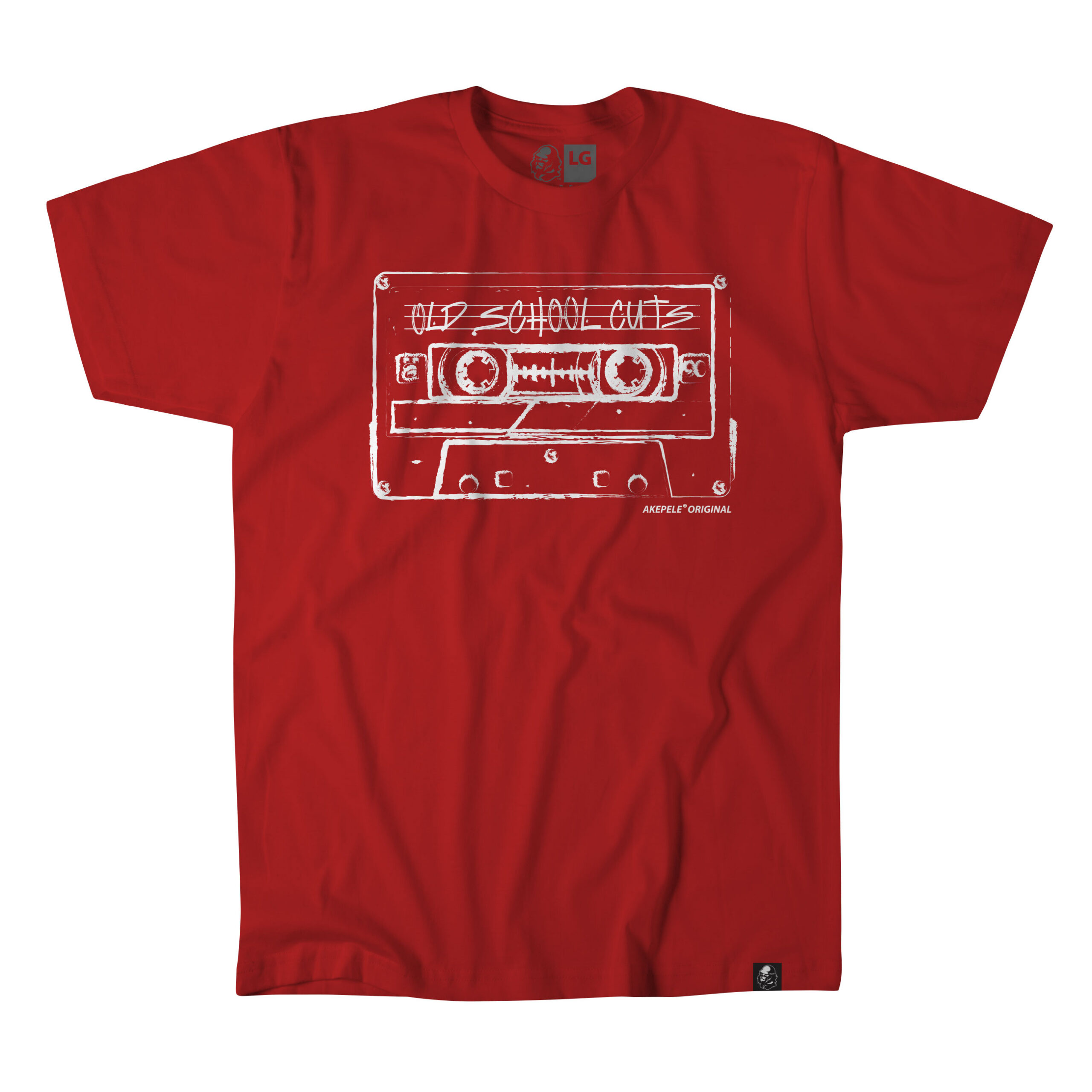 Akepele - Old School Cuts tee. Heavyweight Red and White.